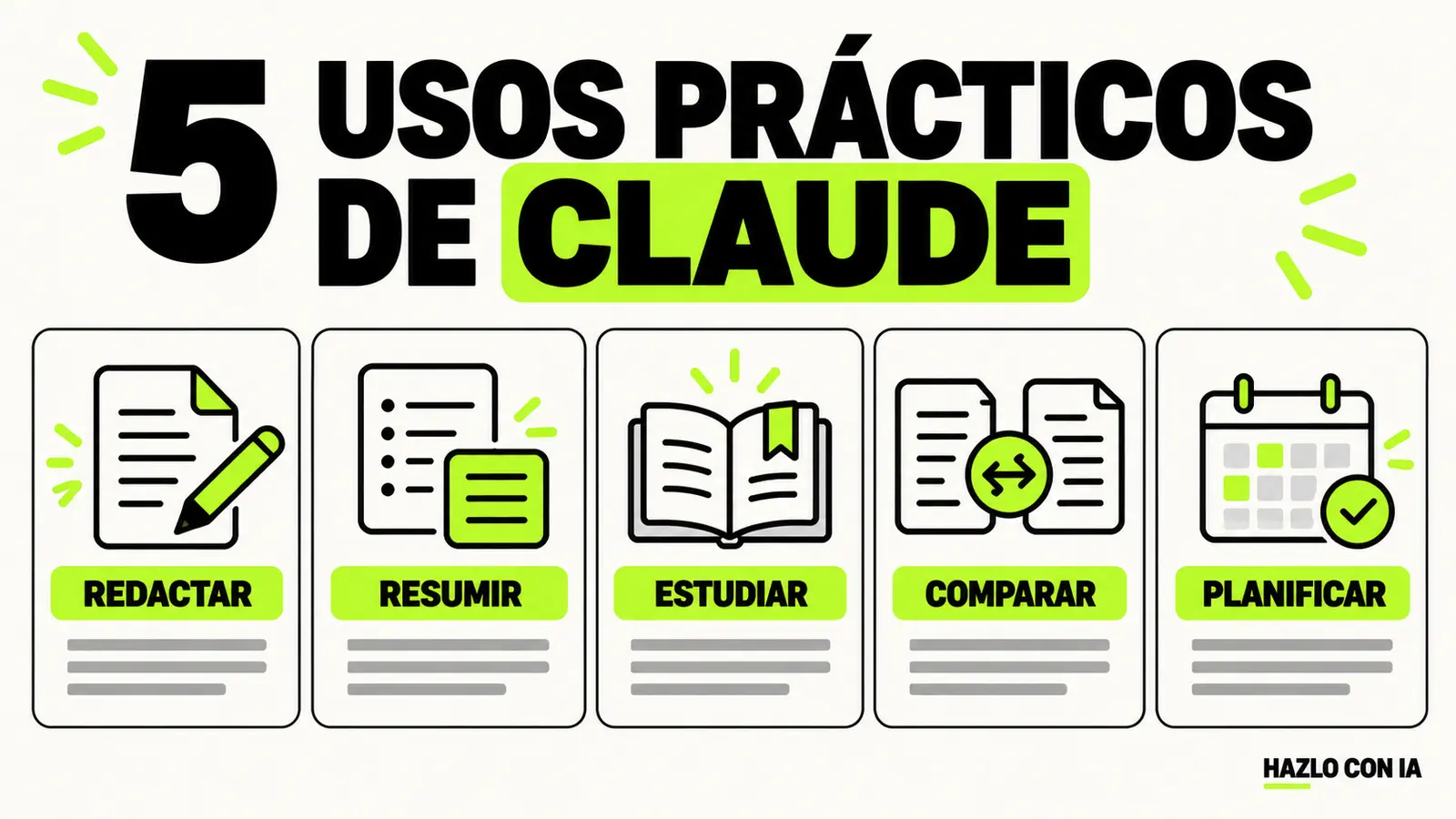 Cinco usos prácticos de Claude: redactar, resumir, estudiar, comparar y planificar