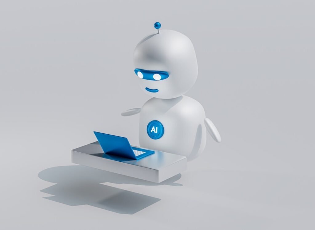 Persona usando un asistente de inteligencia artificial en una computadora