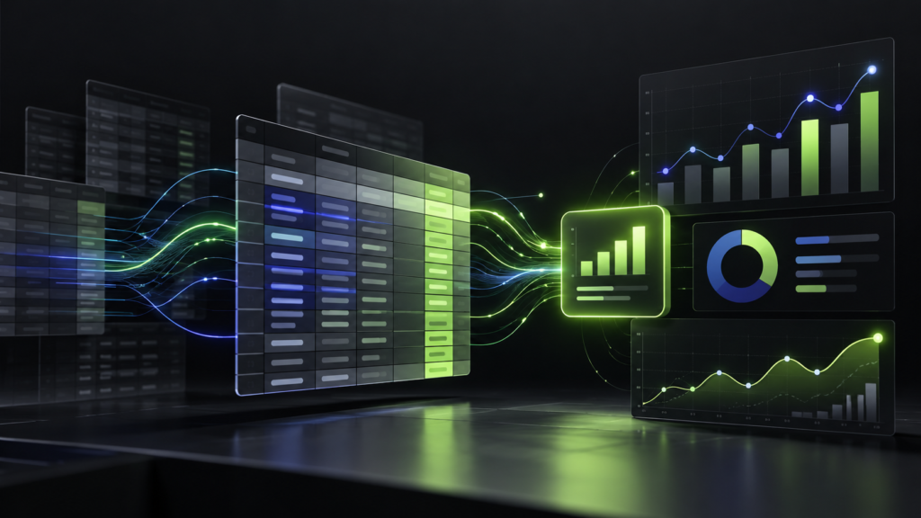 Paneles de ventas y gráficos conectados mediante inteligencia artificial